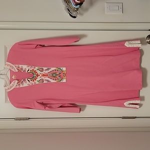 Spartina Pink and White 3/4 sleeve dress